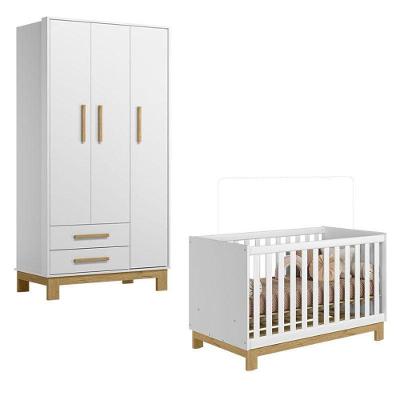 Berço Americano 4315 E Guarda Roupa 4340 Q Encanto Slim Branco Acetinado – Qmovi