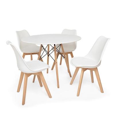 Kit Mesa Jantar Eiffel 120cm Branca + 04 Cadeiras Leda Branca