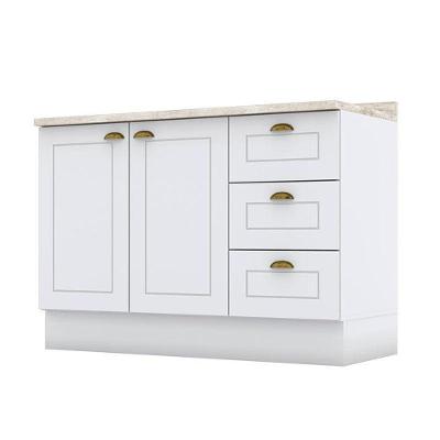 Balcão De Cozinha 120 Cm Nova York Branco Com Tampo Calcare – Henn