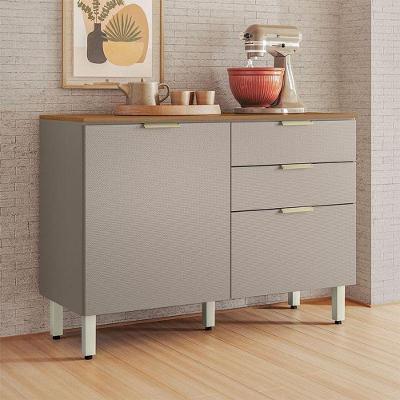 Balcão De Cozinha Ambiente Alba 120cm Amêndola Nude Prime Tx Com Tampo - Demóbile