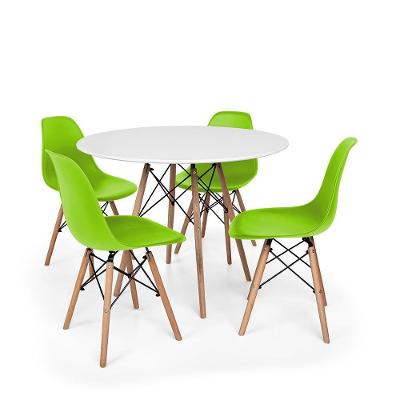 Kit Mesa Jantar Eiffel 120x80cm Branca 4 Cadeiras Verde