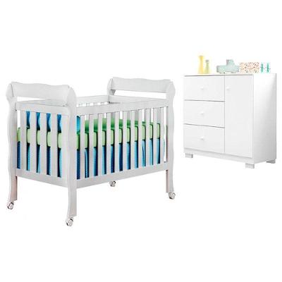 Berço Americano Lila Com Cômoda Infantil Duda Branco Brilho – Phoenix Baby