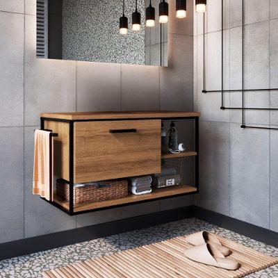 Gabinete Para Banheiro Industrial Suspenso Com Porta Basculante Mel