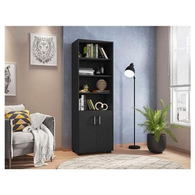 Livreiro Ambiente Office Com Portas Pequenas Preto Trama - Móveis Leão