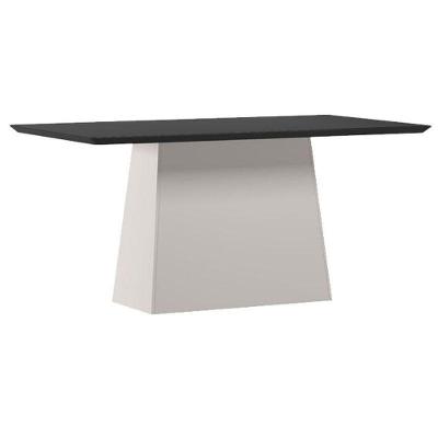 Mesa De Jantar 160 Cm Barbara Com Vidro Off White Preto – New Ceval