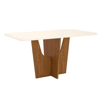 Mesa De Jantar Danielly 160 Cm Tampo Arredondado Com Vidro Nature Off White – Henn