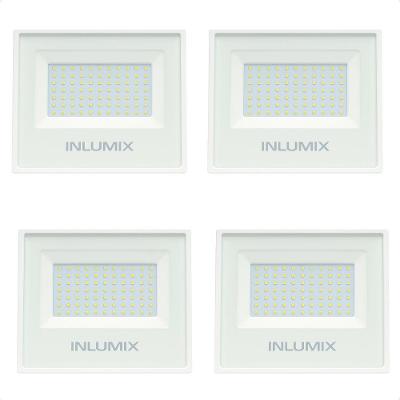 Kit 4 Refletor Holofote De Led 50w Branco Frio 6500k Branco 110/220v