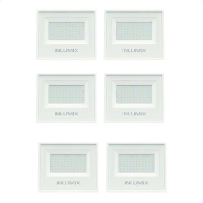 Kit 6 Refletor Holofote De Led 50w Branco Frio 6500k Branco 110/220v