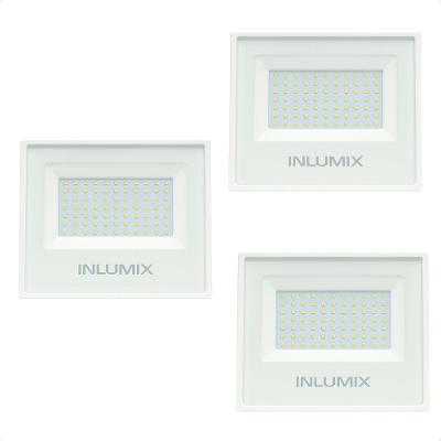 Kit 3 Refletor Holofote De Led 50w Branco Frio 6500k Branco 110/220v