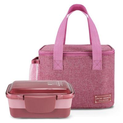 Kit Bolsa Térmica E Pote Marmita De 2 Andares 950ml - Jacki Design Rosa