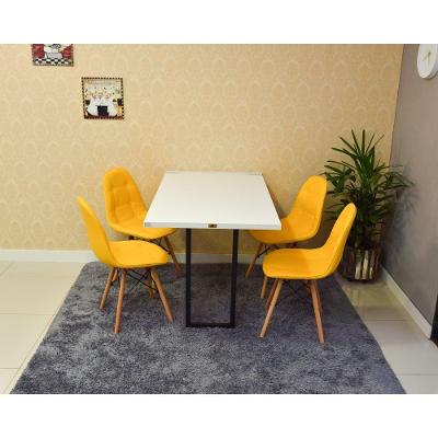 Conjunto Mesa Dobrável Retrátil 120 X 75 Branca e 4 Cadeiras Botonê Amarela
