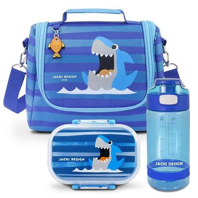 Kit Lancheira Térmica Infantil E Pote P/ Lanche Com Garrafa 550ml Azul