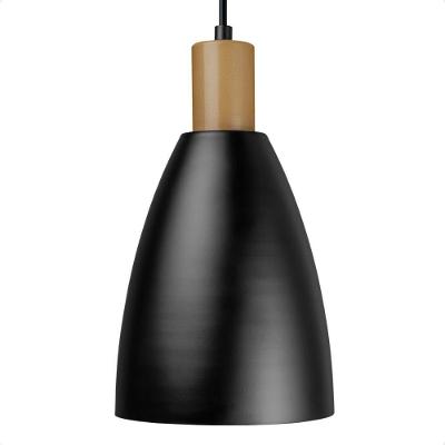 Lustre Pendente Blumenau Ceci Minimalista E27 Bivolt Preto Com Dourado