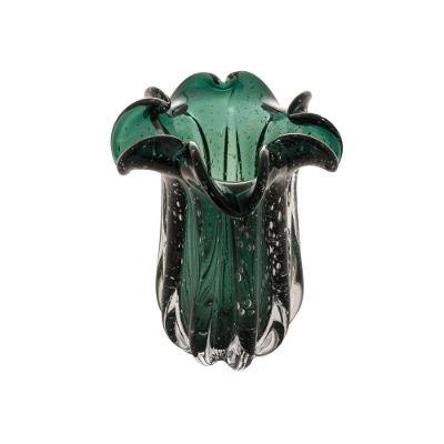 Vaso Em Vidro Flat Italy Verde Esmeralda Wolff 18x21cm
