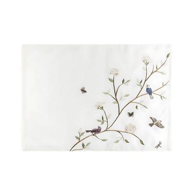 Lugar Americano Retangular Em Tecido Poliéster Ricamo Alba Branco 50x35cm Auguri Casa