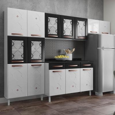 Cozinha De Aço Compacta 3 Peças Glass Branco preto