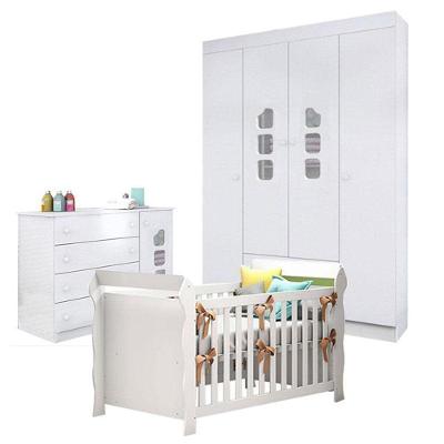 Quarto De Bebê Lívia Com Berço Americano Lara Branco Brilho – Phoenix