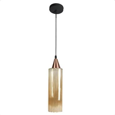 Lustre Pendente Taschibra Anne Rigato âmbar E27 Bivolt Cobre
