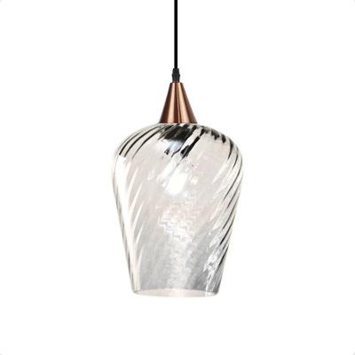 Lustre Pendente Taschibra Monalisa G Rigato Transparente E27 Bivolt Cobre