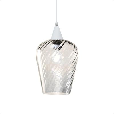 Lustre Pendente Taschibra Monalisa G Rigato Transparente E27 Bivolt Branco