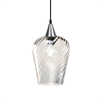 Lustre Pendente Taschibra Monalisa G Rigato Transparente E27 Bivolt Prata