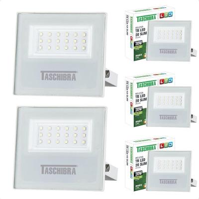 Kit 5 Refletor Holofote Taschibra Led Tr Slim 20w Verde Prova Da água Ip65 Branco Bivolt