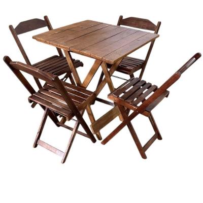 Conjunto Mesa E 4 Cadeiras Dobráveis Em Madeira Imbuia