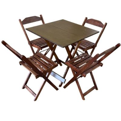 Conjunto Mesa Dobrável Com Tampo Em Mdf Ultra Plus E 4 Cadeiras Dobráveis Imbuia