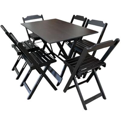 Conjunto Mesa Dobrável 1,20m Com Tampo Em Mdf Ultra Plus E 6 Cadeiras Dobráveis Preto