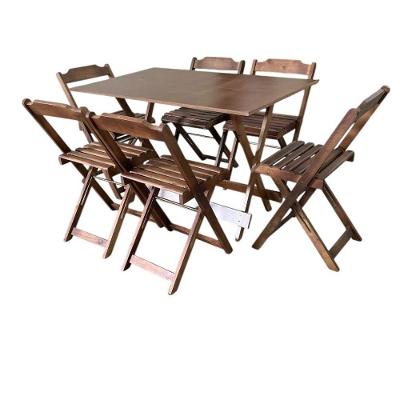 Conjunto Mesa Dobrável 1,20m Com Tampo Em Mdf Ultra Plus E 6 Cadeiras Dobráveis Imbuia