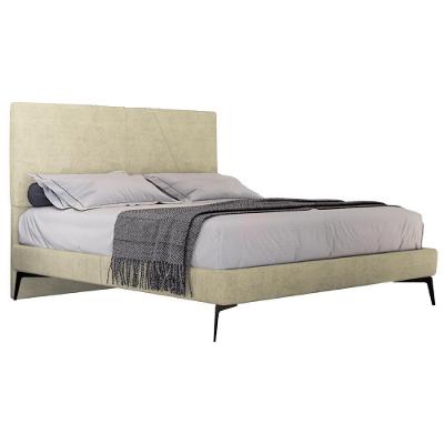 Cama Casal Com Cabeceira 145cm Pés Metálicos Elisa S05 Veludo Bege - Mpozenato