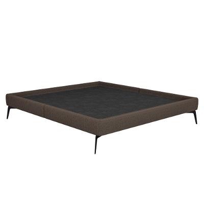 Cama Casal 145cm Pés Metálicos Elisa S05 Linho Marrom - Mpozenato