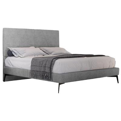 Cama Casal Com Cabeceira 145cm Pés Metálicos Elisa S05 Veludo Cinza - Mpozenato