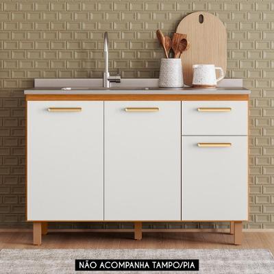 Balcão De Cozinha Para Pia 120cm Ema Freijó Uv/off Acetinado Z44 - Mpozenato