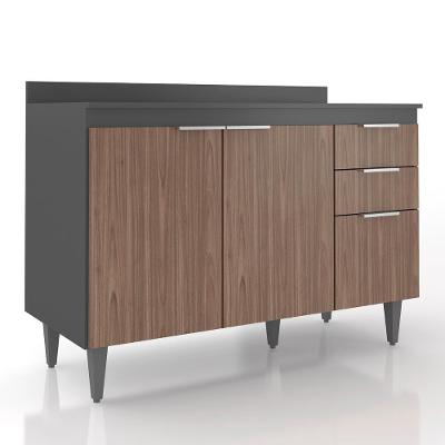 Balcão De Cozinha Com Tampo 120cm Pérola Grafite/freijó Z34 - Mpozenato