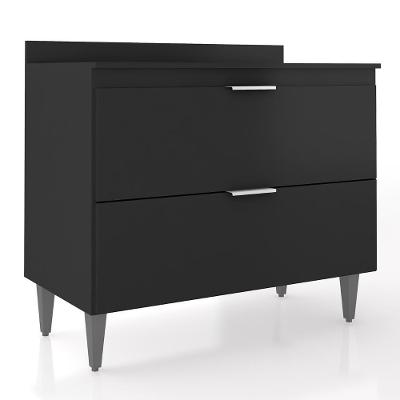 Balcão De Cozinha Com Tampo 100cm Pérola Preto Z34 - Mpozenato
