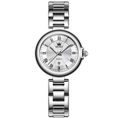 Relógio De Quartzo Feminino Design Fino Elegante Luminoso Em Aço Inoxidavel Branco Prata