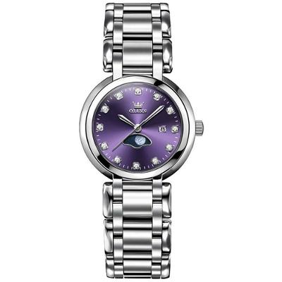 Relógio Feminino De Quartzo Minimalista Com Strass Em Aço Inoxidavel A Prova D´agua Roxo