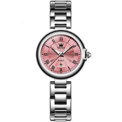 Relógio De Quartzo Feminino Design Fino Elegante Luminoso Em Aço Inoxidavel Rosa Prata