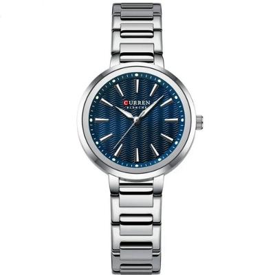 Relógio Feminino Minimalista Dial Quartzo Design Fino à Prova D´agua Azul Prata