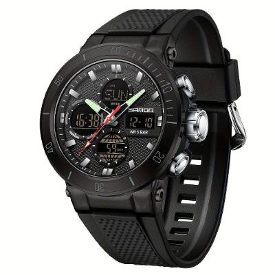 Relógio De Pulso Esportivo Masculino De Moda Com Display Duplo, Alarme Preto Completo