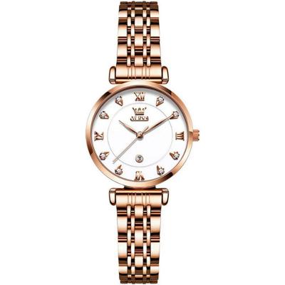 Relógio Feminino De Quartzo Dial Strass Pulseira De Aço Inoxidável A Prova D´agua Branco