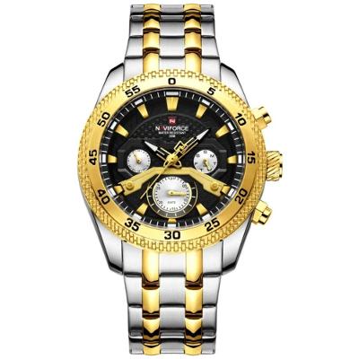 Relógio De Pulso Masculino Com Cronógrafo Mostrador Luminoso Impermeável Prata Dourado