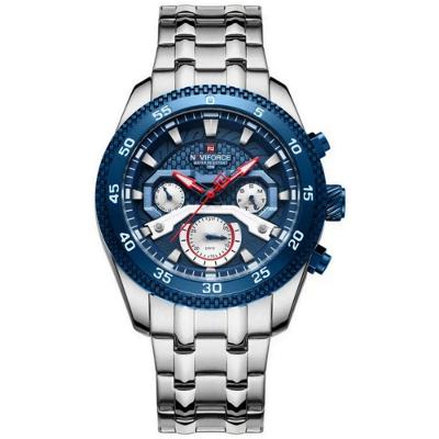 Relógio De Pulso Masculino Com Cronógrafo Mostrador Luminoso Impermeável Azul Prata
