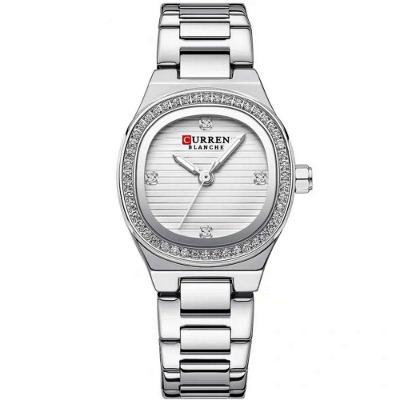 Relógio Feminino Casual De Quartzo Com Strass Em Aço Inoxidavel Impermeavel 3atm Branco Prata