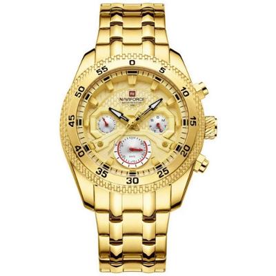 Relógio De Pulso Masculino Com Cronógrafo Mostrador Luminoso Impermeável Dourado