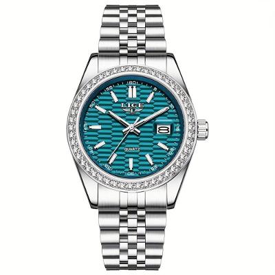 Relógio - Estilo Clássico, Mostrador Luminoso, Pulseira De Aço Inoxidável Azul Claro