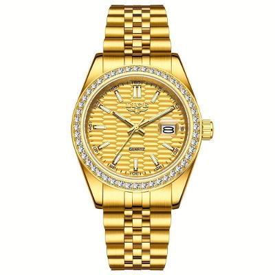 Relógio - Estilo Clássico, Mostrador Luminoso, Pulseira De Aço Inoxidável Dourado