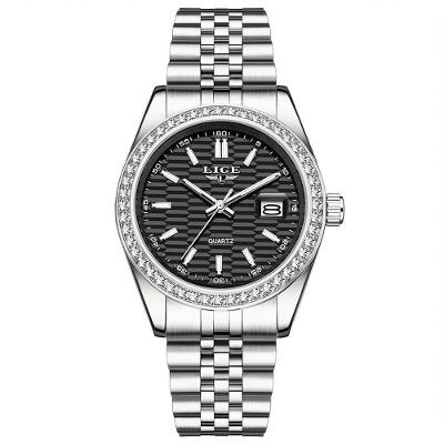 Relógio - Estilo Clássico, Mostrador Luminoso, Pulseira De Aço Inoxidável Preto