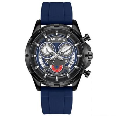 Relógio De Quartzo Masculino Com Pulseira De Silicone Esportivo A Prova D´agua Azul Marinho